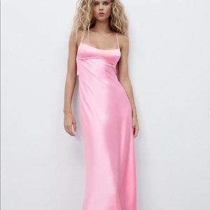 Zara pink satin effect cut out dress— viral on TikTok